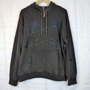 Social Collision Hoodie Men S Despair Mall Goth Cross Graphic Emo Y2K Grunge NWT